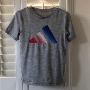 Adidas Heather Gray Tee with Tricolor Logo